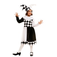 Costume arlecchino bianco e nero da bambina