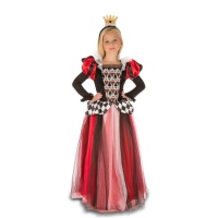 Costume regina di cuori con corona da bambina