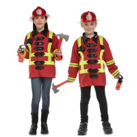 Costume pompiere rosso con accessori da bambini