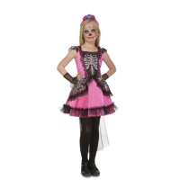 Costume scheletro rosa da bambina