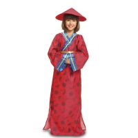 Costume cinese rosso e blu da bambina