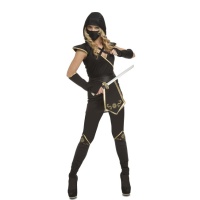 Costume ninja nero e oro da donna