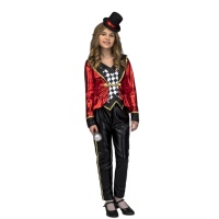 Costume domatrice di circo rosso e nero da bambina