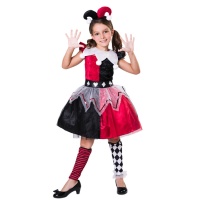 Costume da arlecchina rosso e nero per bambina