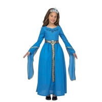 Costume blu principessa medievale da bambina
