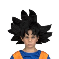 Parrucca nera Son Goku Saiyan in scatola da bambino