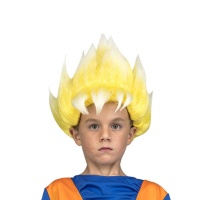 Parrucca bionda Son Goku Saiyan in scatola da bambino