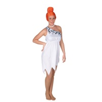 Costume da cavernicolo bianco con copricapo da donna