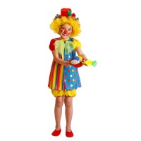 Costume da clown a pois e righe da bambina