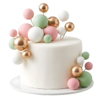 Topper per torta con sfere rosa, verdi e dorate - set da 32 pezzi