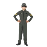 Costume pilota caccia verde da bambino
