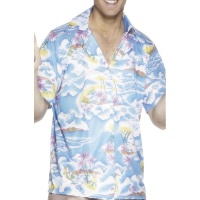 Camicia hawaiana azzurra da uomo