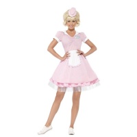 Costume cameriera rosa anni '50 da donna