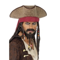 Cappello da pirata con capelli rasta - 55 cm