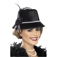 Cappello cloche nero anni '20 - 55 cm