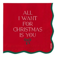 Tovaglioli di 16,5 cm con vischio e fiocco rosso - 20 pezzi