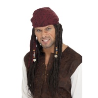 Parrucca da pirata con perline e bandana