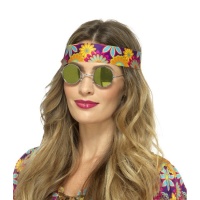 Occhiali gialli hippie con effetto specchio
