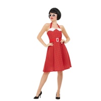 Costume rosso anni 50 con pois neri