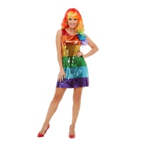 Costume a paillettes arcobaleno per donna