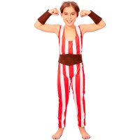 Costume da forzuto rosso e bianco per bambino