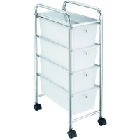 Carrello laterale 80,5 x 39 x 24 cm con 4 cassetti bianchi