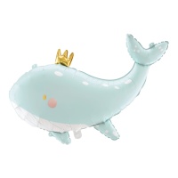 Palloncino balena con corona 93x60 cm - PartyDeco