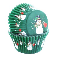 Pirottini cupcake verde pupazzo di neve - interno in alluminio - PME - 30 unità