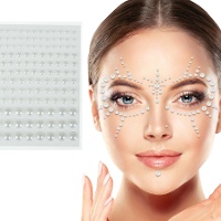 Gioielli adesivi per il viso con perle assortite