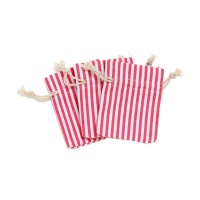 Sacchetti regalo in cotone rosso a righe da 9 cm - 3 pz.