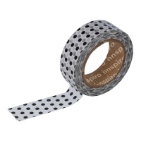 1,5 cm x 10 m di washi tape nero a pois