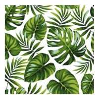 Tovaglioli foglie tropicali verdi da 16,5 x 16,5 cm - 12 unità