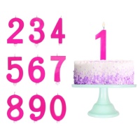 Candelina numero rosa metallizzato - 11,5 cm