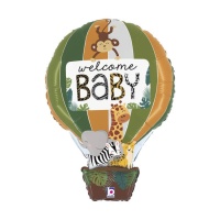 Palloncino mongolfiera animali con messaggio Welcome Baby da 76 cm - Grabo