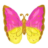 Pallone a farfalla rosa e giallo 63 x 63 cm - Anagramma
