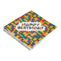 Tovaglioli Happy Birthday Lego 16,5 x 16,5 cm - 12 pezzi