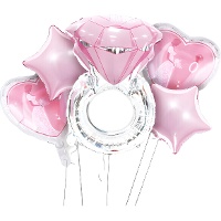 Bouquet di anello di diamante in argento e rosa - 5 pezzi