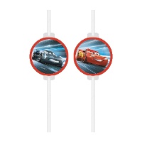 Cannucce di carta Cars blu - 4 unità