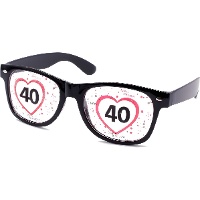 Occhiali da compleanno con numero 40 sulle lenti