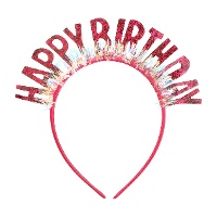 Cerchietto 'Happy Birthday' fucsia con glitter