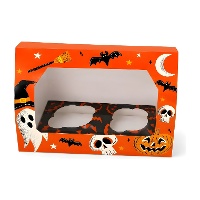 Scatola arancione per 2 cupcake di Halloween - Azucren