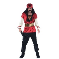 Costume pirata rosso con teschio da uomo
