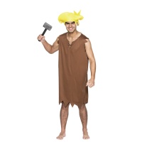 Costume da cavernicolo marrone con copricapo da uomo