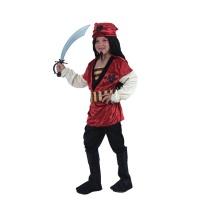 Costume pirata rosso con teschio da bambino