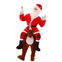 Costume Babbo Natale sulle spalle di una renna