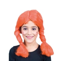 Parrucca arancione con trecce da bambina