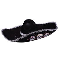 Cappello messicano nero del giorno dei morti - 58 cm