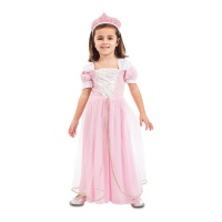Costume principessa rosa con corona da bimba