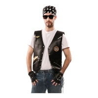 Costume motociclista con bandana e guanti da uomo