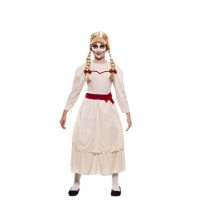 Costume da bambola diabolica con abito bianco per bambine